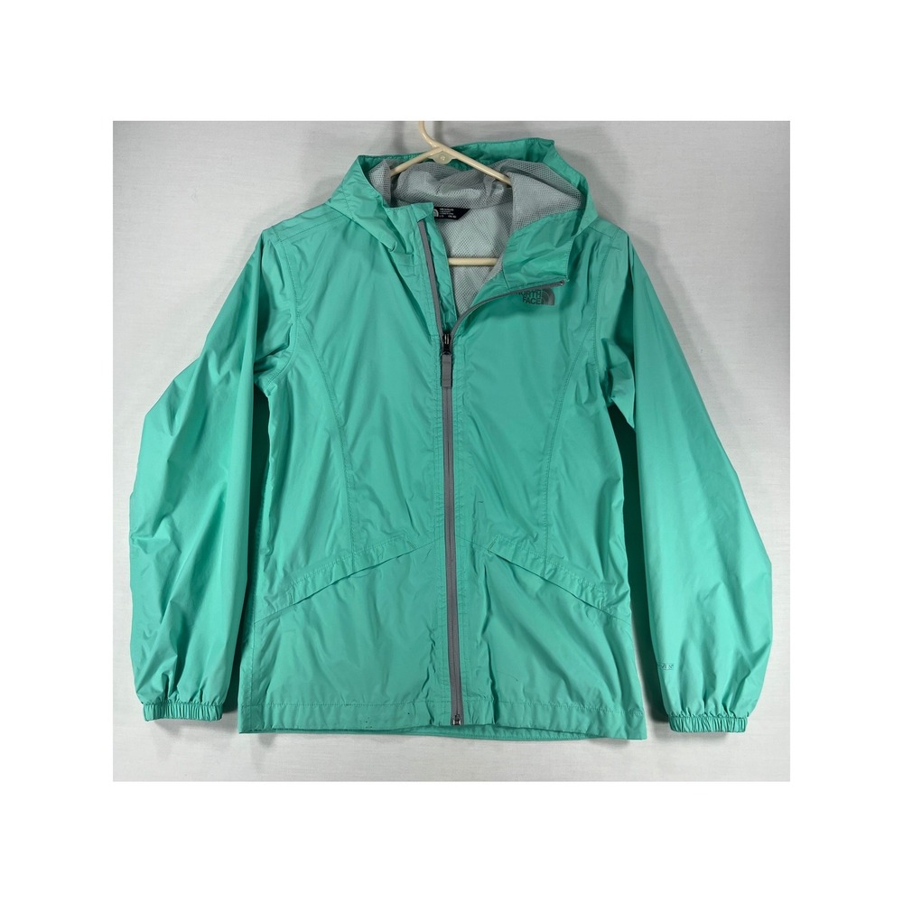 The North Face Girls Mint Green DryVent Hooded Rain Jacket Size Large 14/16